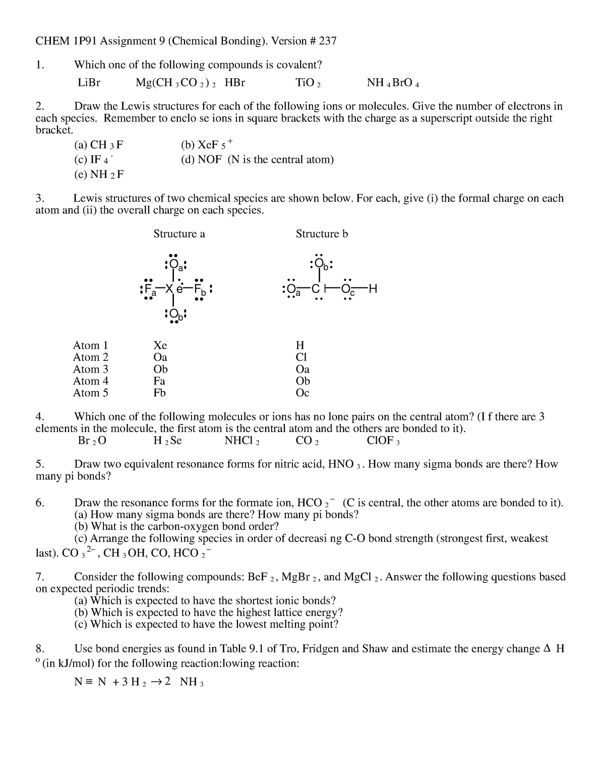 nof lewis structure with charges