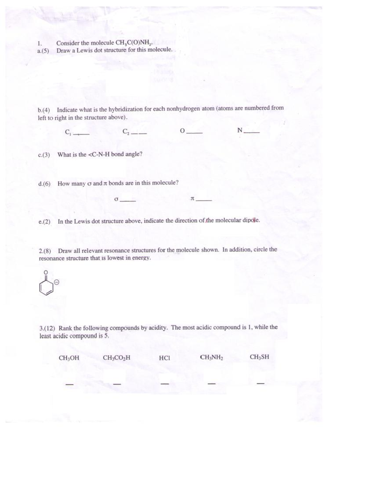 Chem 2323 2008 Practice Quiz 1 - CHEM 2325 - Studocu