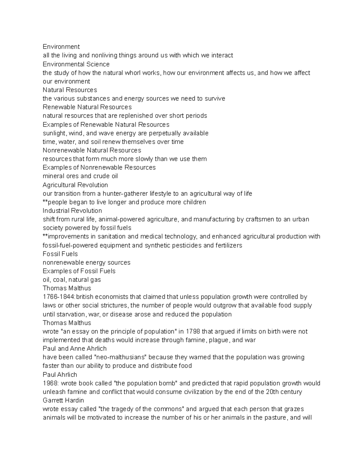 NREM 101 notes Environment all the living and nonliving things around