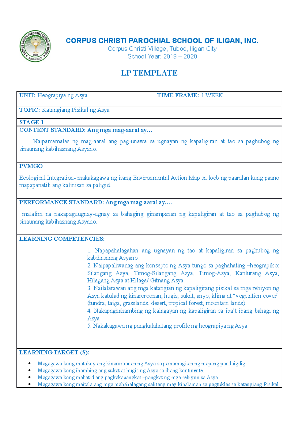 LP Lesson 1 - Final notes for teaching lectures and discussion for ...