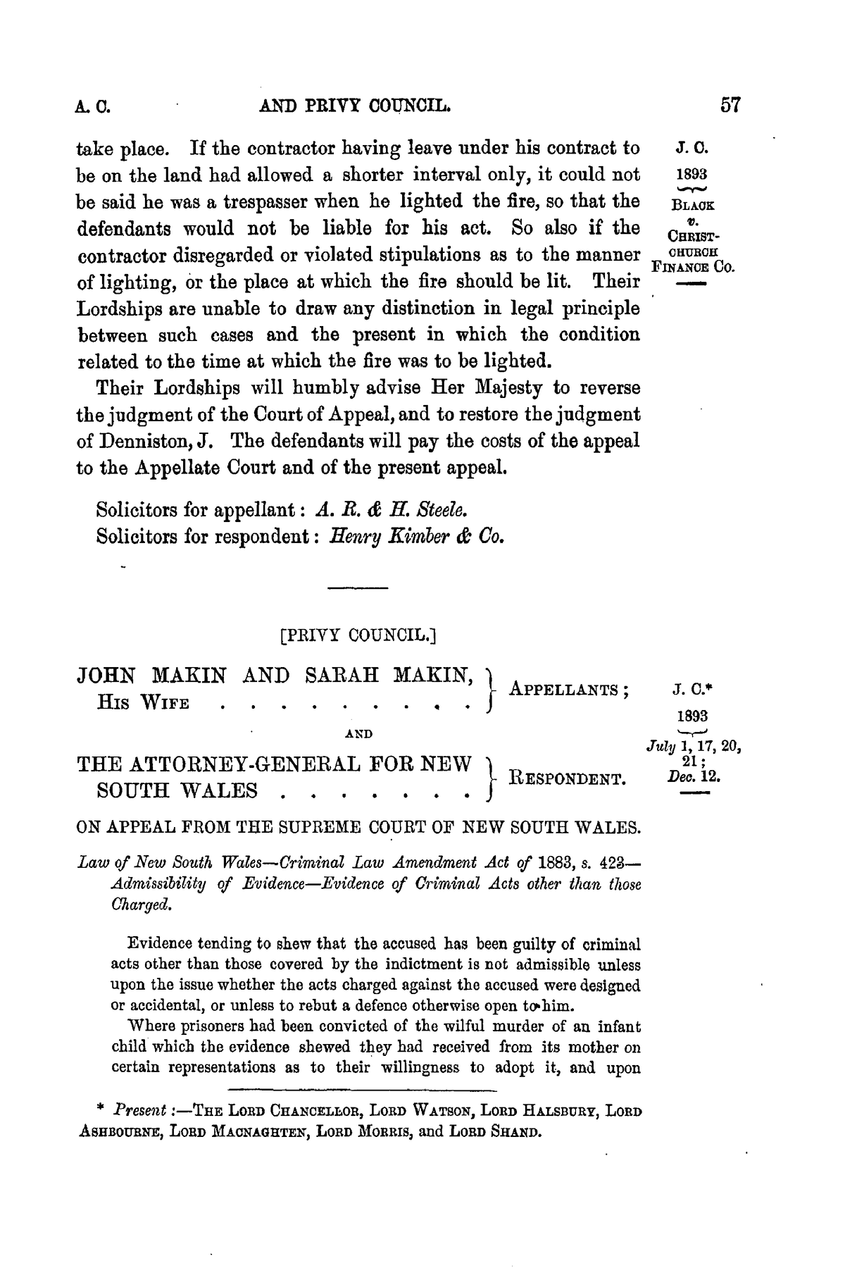 1. Makin v AG of New South Wales - A. 0. AND PBIVY COUNCIL. 57 take ...