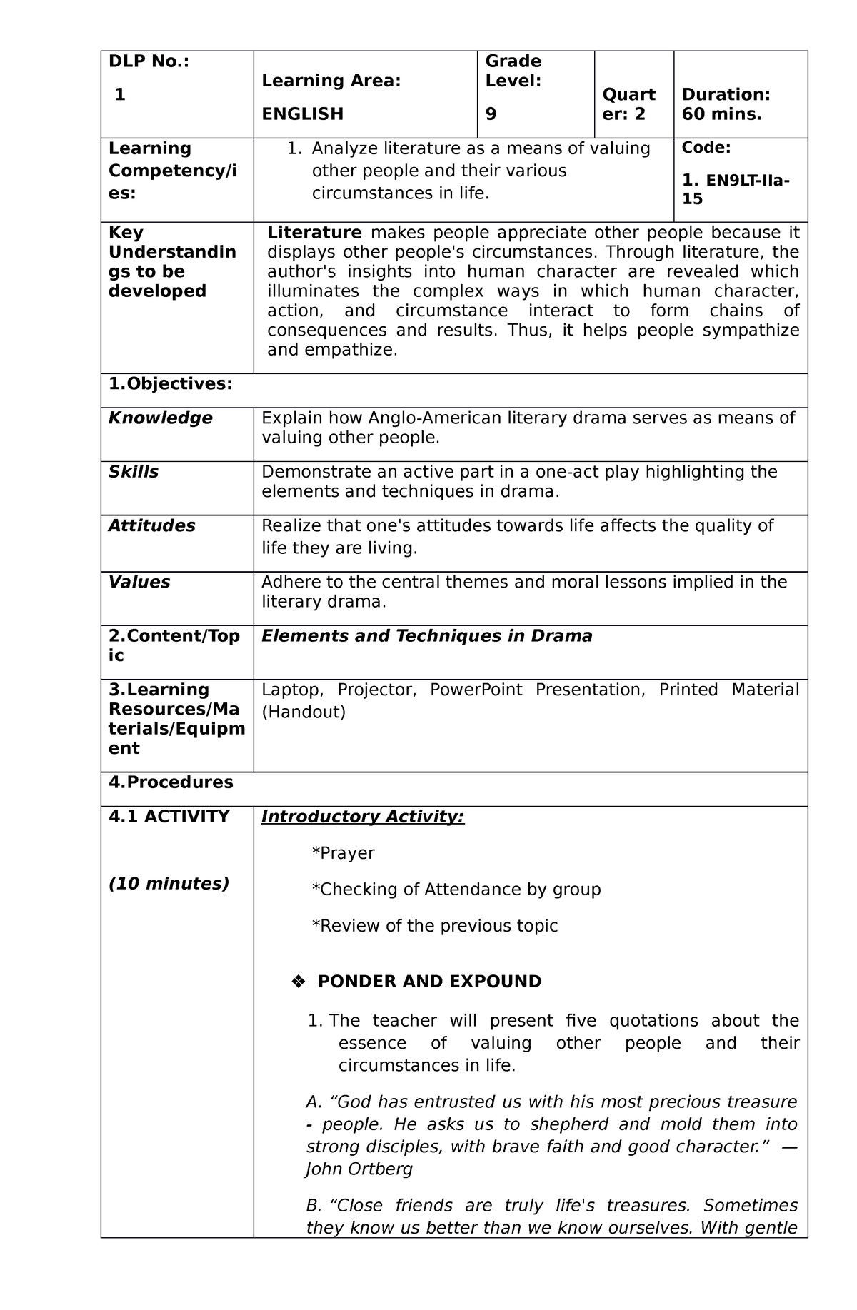 Group 3 DLP - DETAILED LESSON PLAN. Teaching And Assessment Of ...