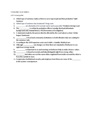 Intro To Corrections Unit 13 Study Guide - Introduction To Corrections ...