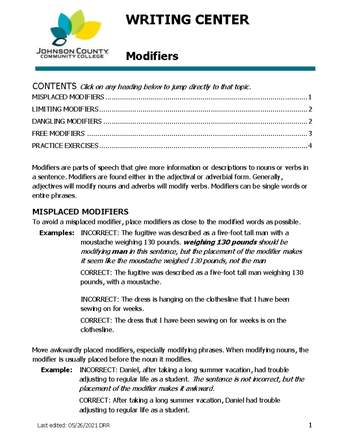 Modifiers-2 - Vocabmeiy - Modifiers CONTENTS Click on any heading below ...