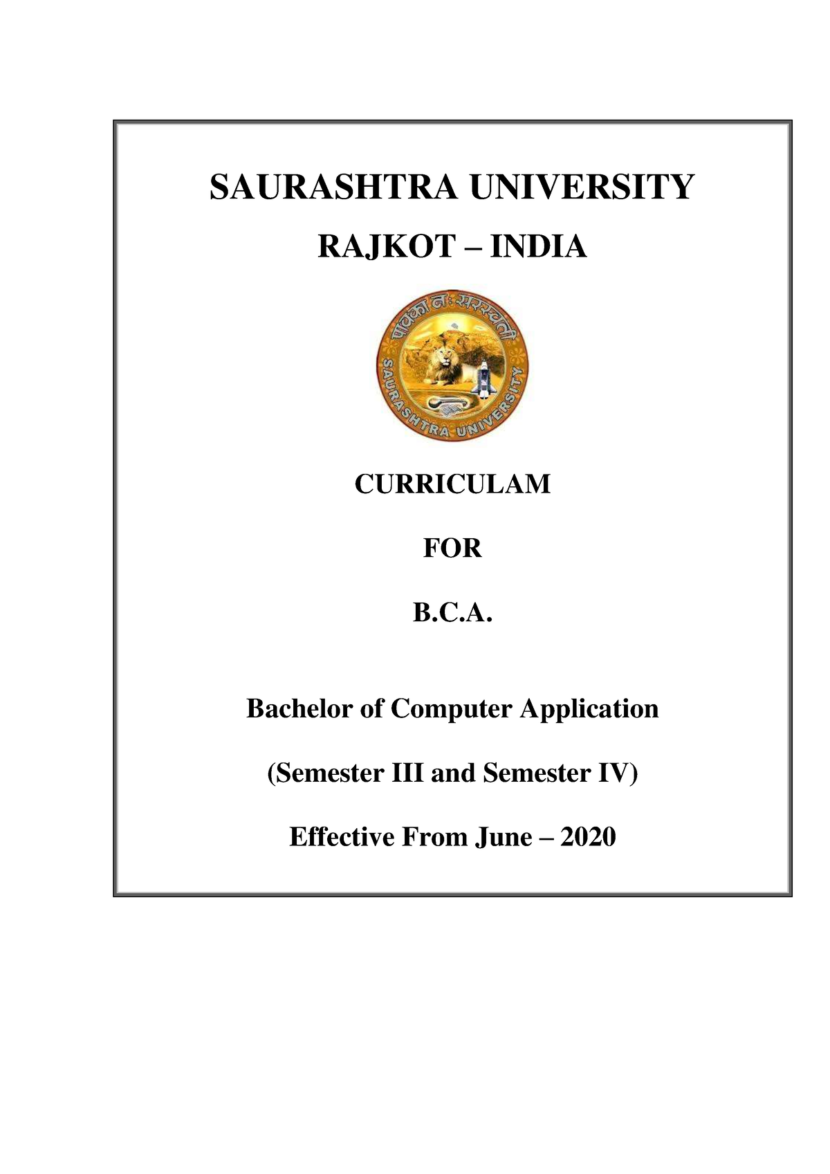 BCA 3 4 2020 Unitwise - SAURASHTRA UNIVERSITY RAJKOT – INDIA CURRICULAM ...