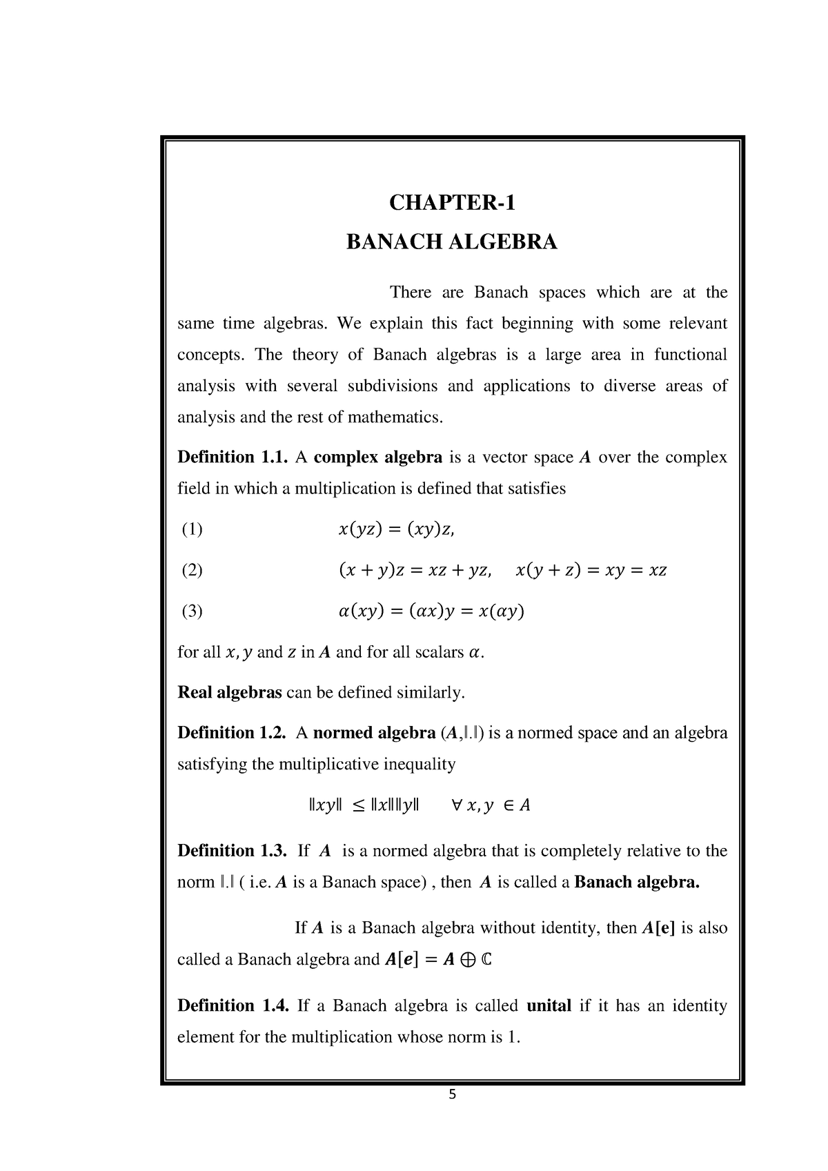 Banach Algebra - Assignment - 5 Chapter- Banach Algebra There Are 