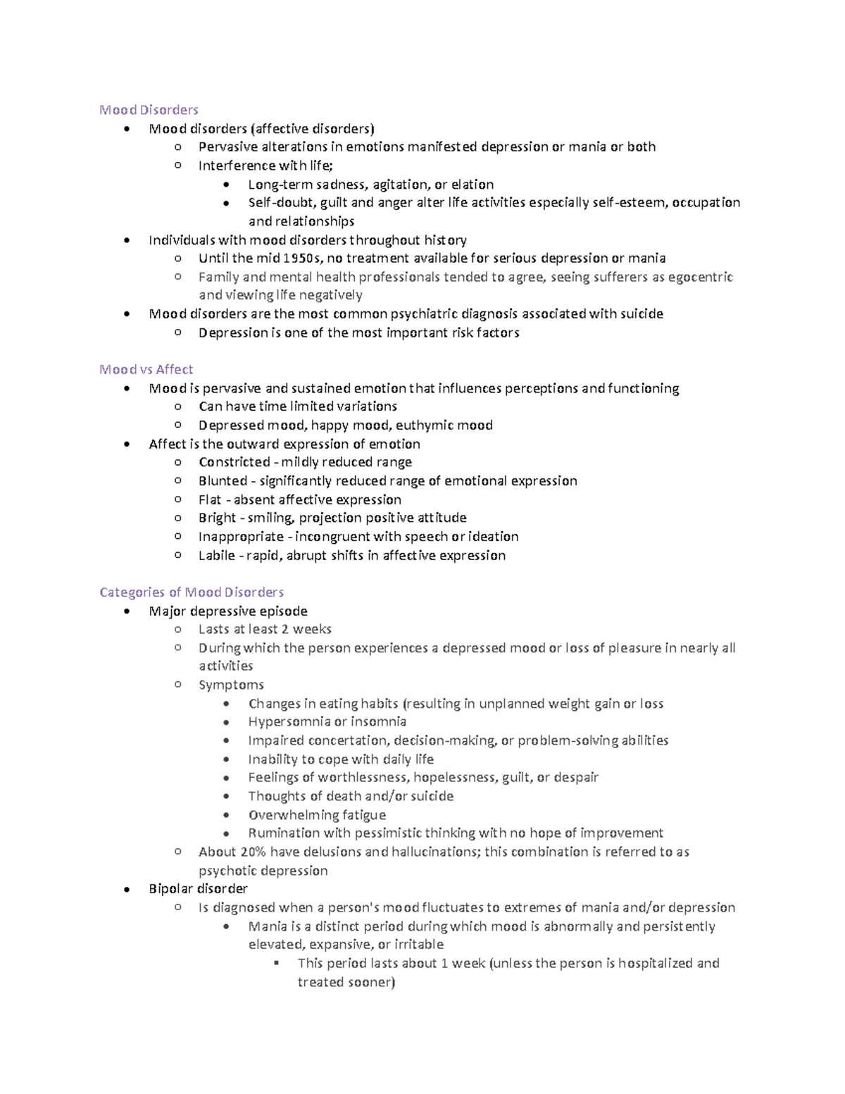 Ch 17- Mood Disorders and Suicide - Mood Disorders • Mood disorders ...