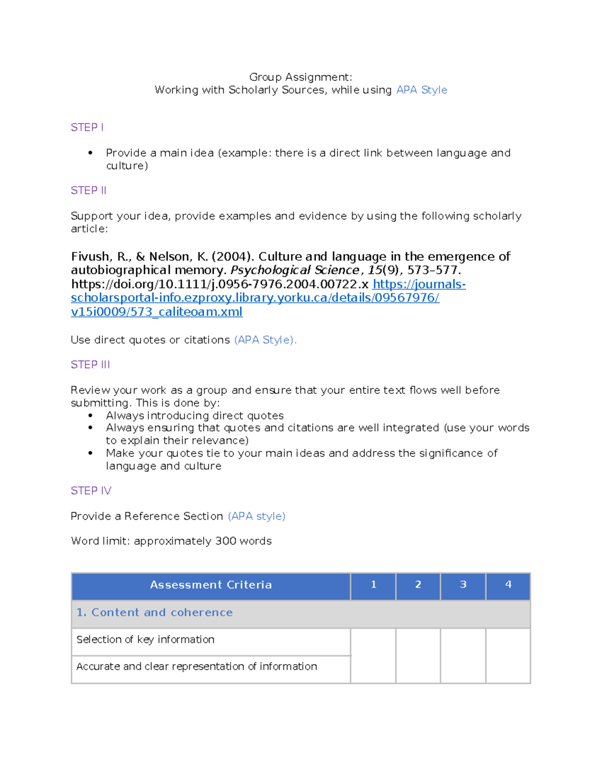 Group Assignment- Working with Scholarly Sources - Group Assignment ...