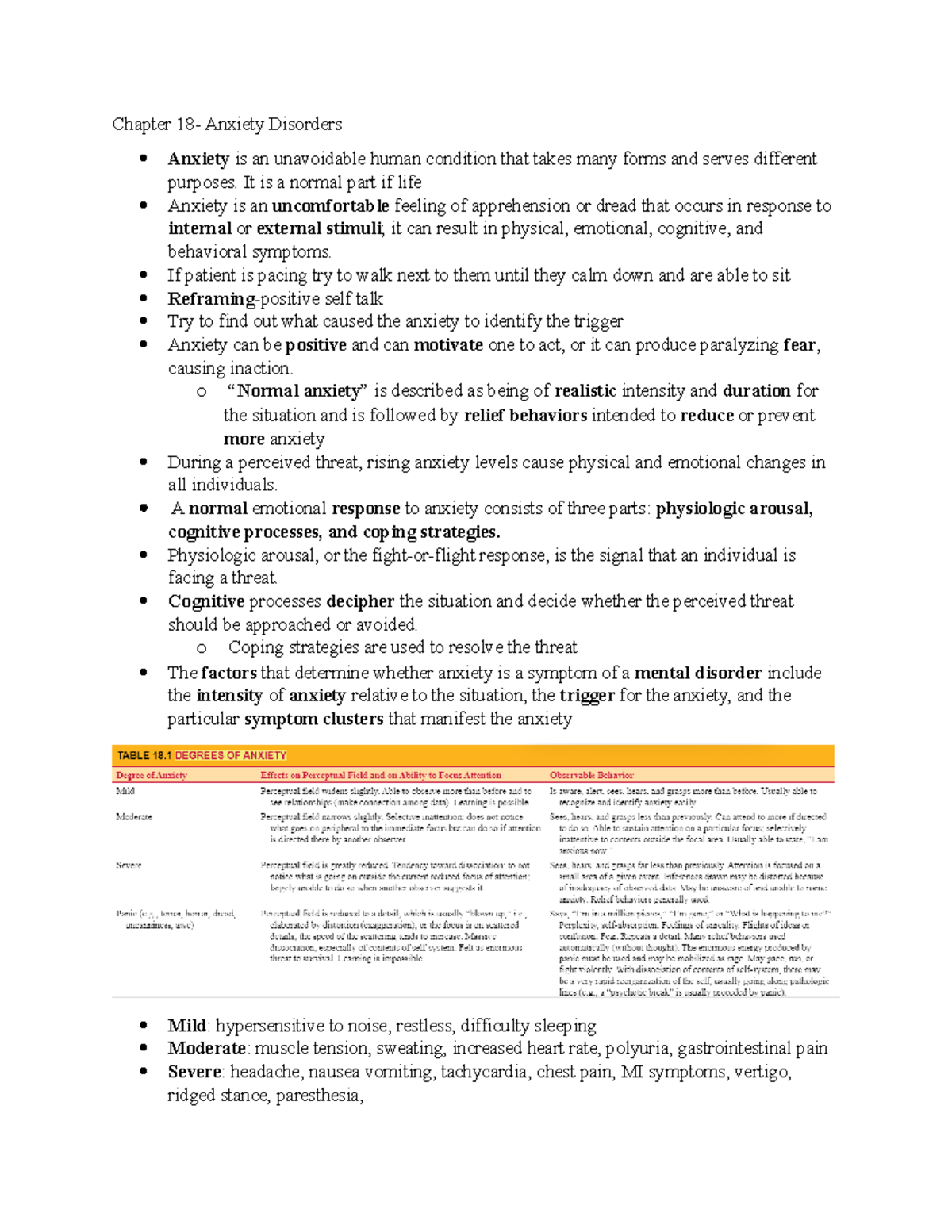 Anxiety Disorders Ch 18 - Chapter 18- Anxiety Disorders Anxiety is an ...