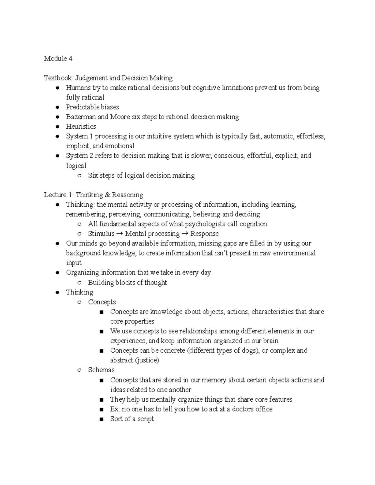 Module 4 - Module 4 Textbook: Judgement and Decision Making Humans try ...