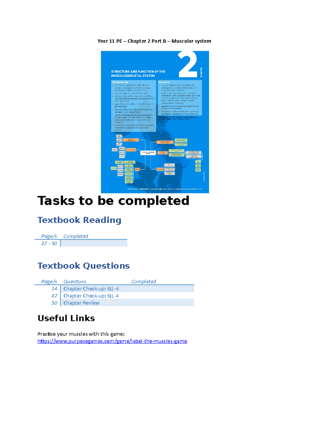 Chapter 2B - Muscles - Year 11 PE – Chapter 2 Part B – Muscular system ...