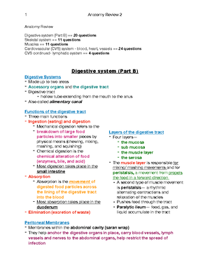 The Digestive System (Week 1&2) - Week 1 The Digestive System Digestive ...