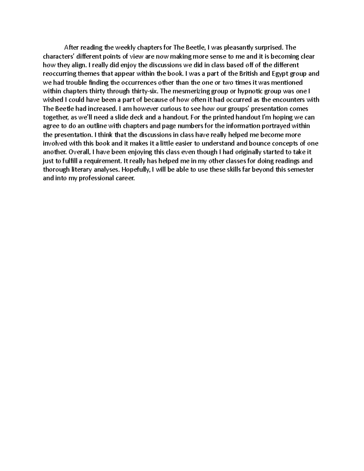 Uptake 11 - Weekly writing - After reading the weekly chapters for The ...