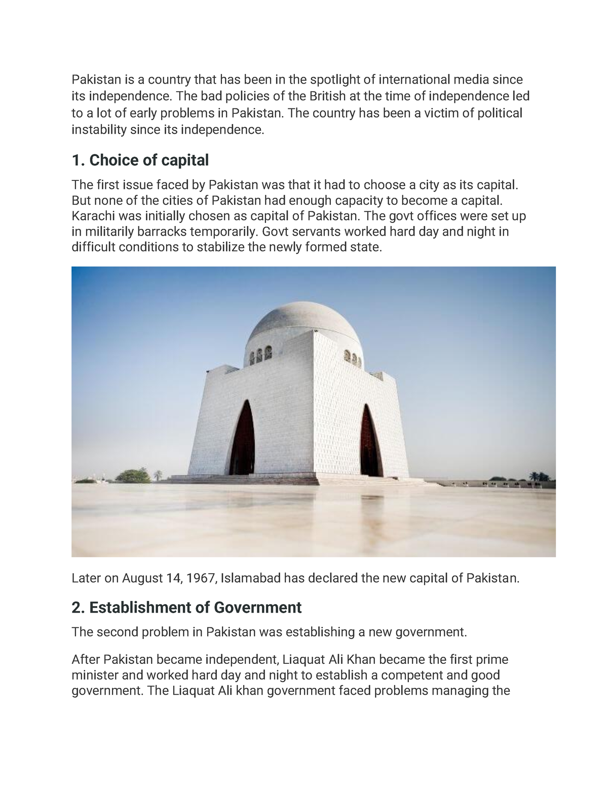 essay on problems of pakistan with outline