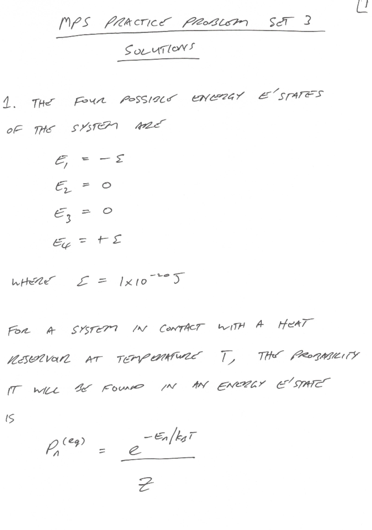 MPS Practice Problem Set 3 Solutions - PHYS2002 - Studocu