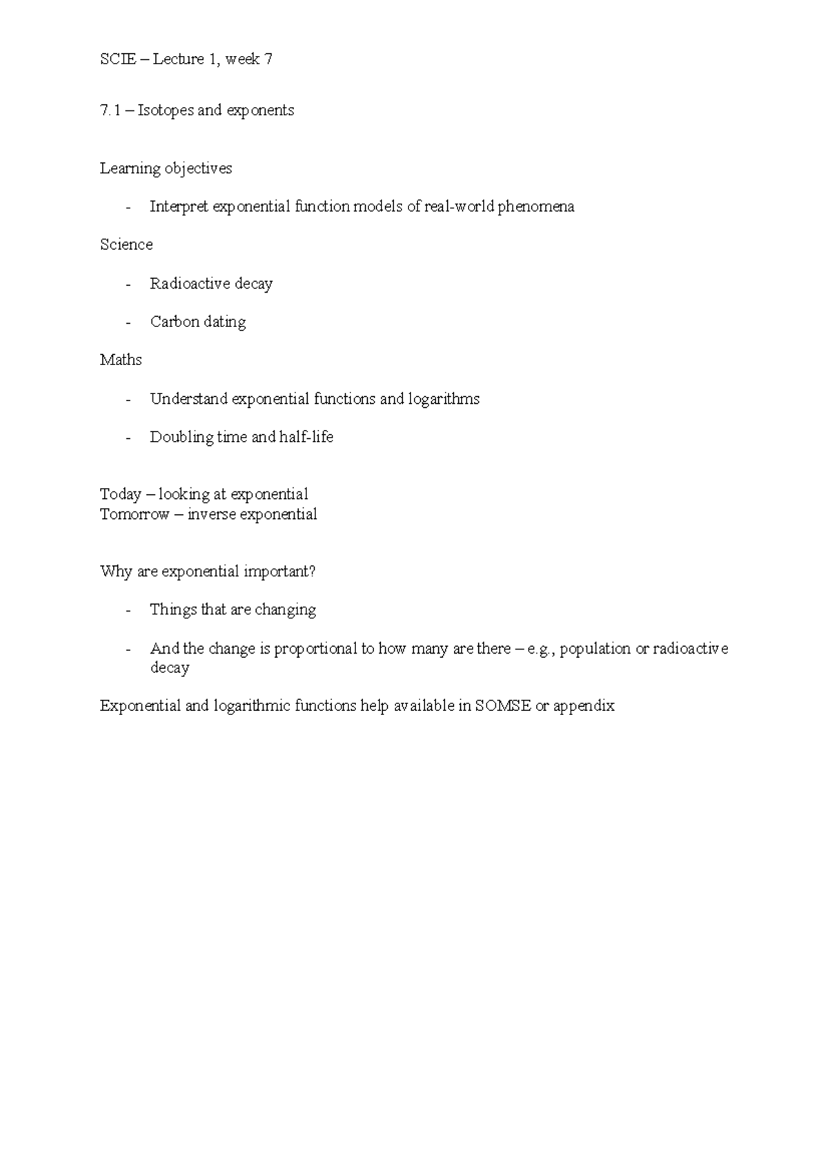 7.1 Isotopes and Exponents - 7 – Isotopes and exponents Learning ...