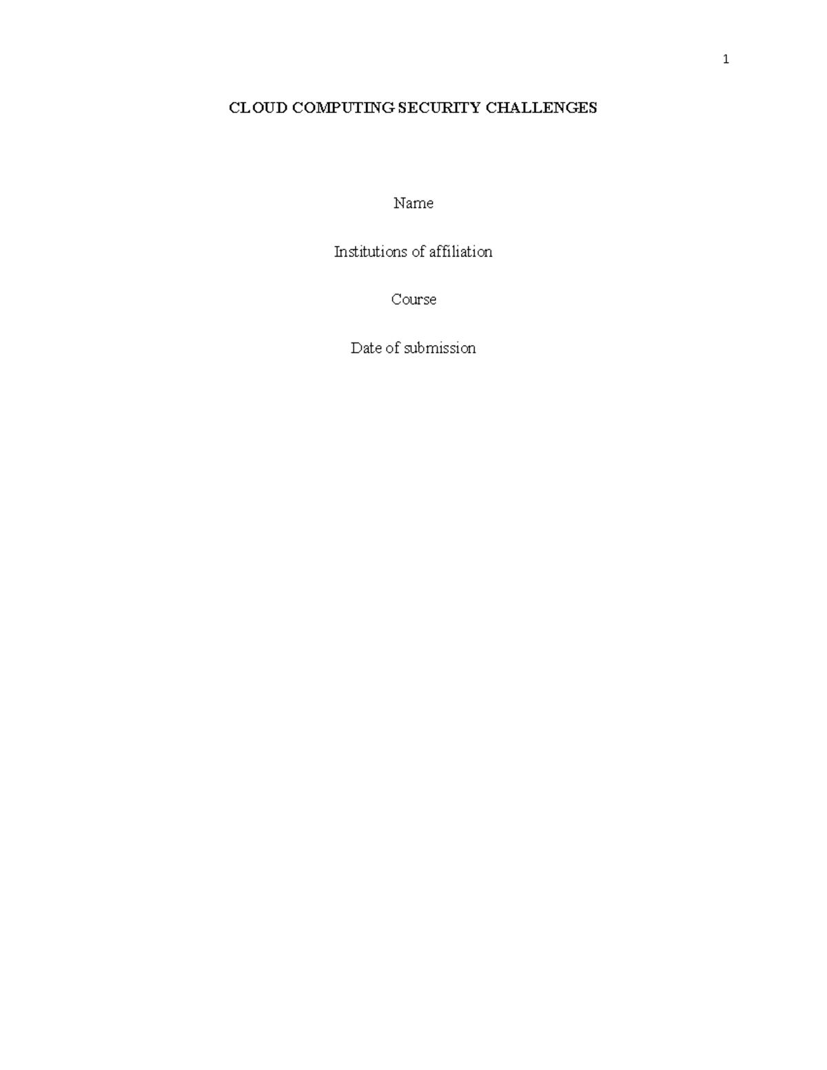Cloud Computing Security Challenges - CLOUD COMPUTING SECURITY ...