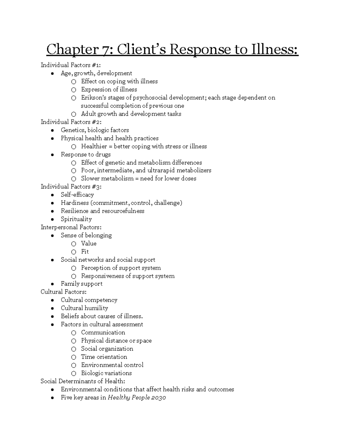 Chapter 7 Notes - Dr. Pamela Wooldridge - Chapter 7: Client’s Response ...