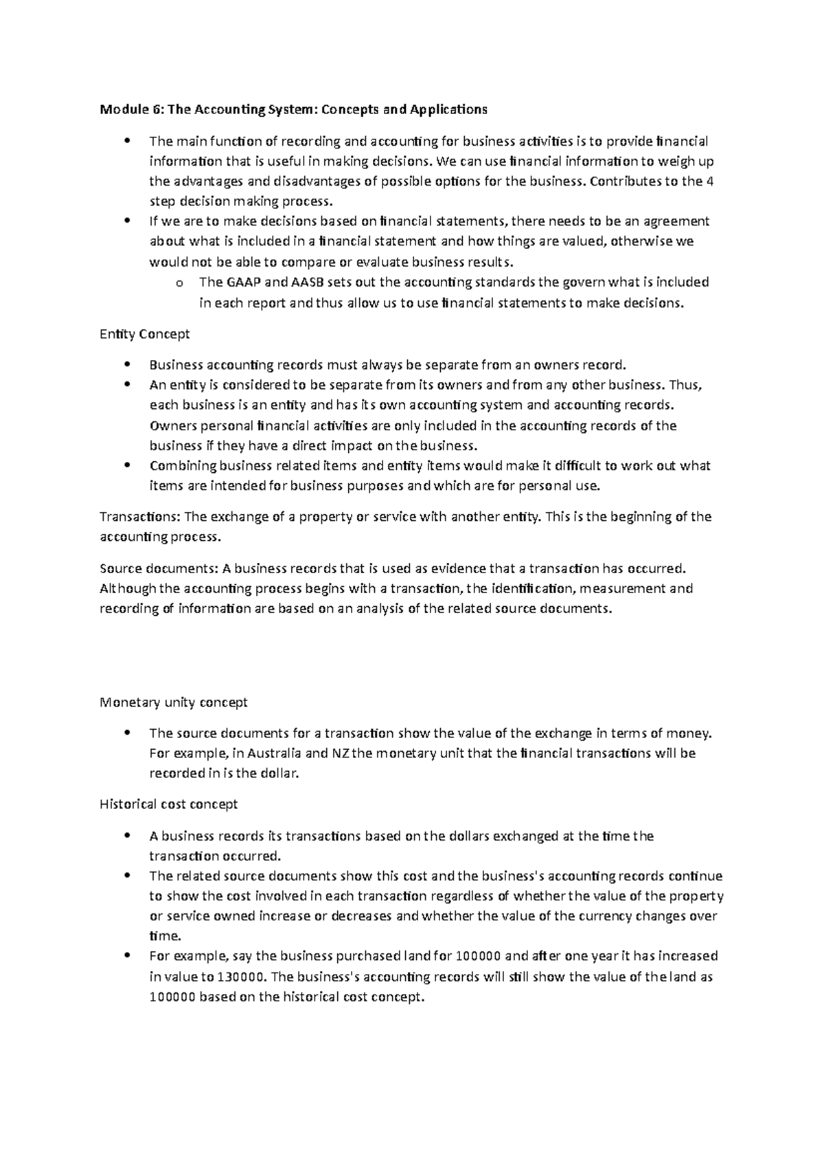 BUSS 1030 Final exam notes - Module 6: The Accounting System: Concepts ...