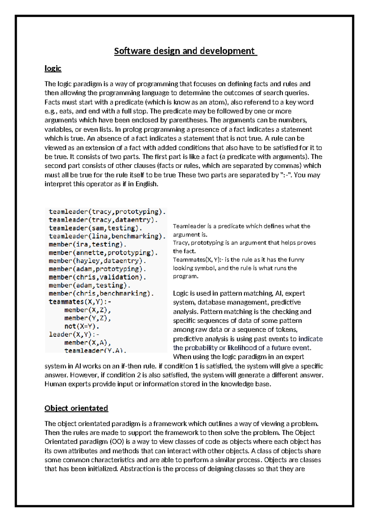 SDD Appello - Software design and development logic The logic paradigm ...