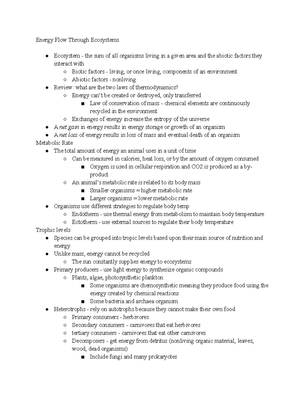 Energy Flow Through Ecosystems UNIT 8 - Energy Flow Through Ecosystems ...