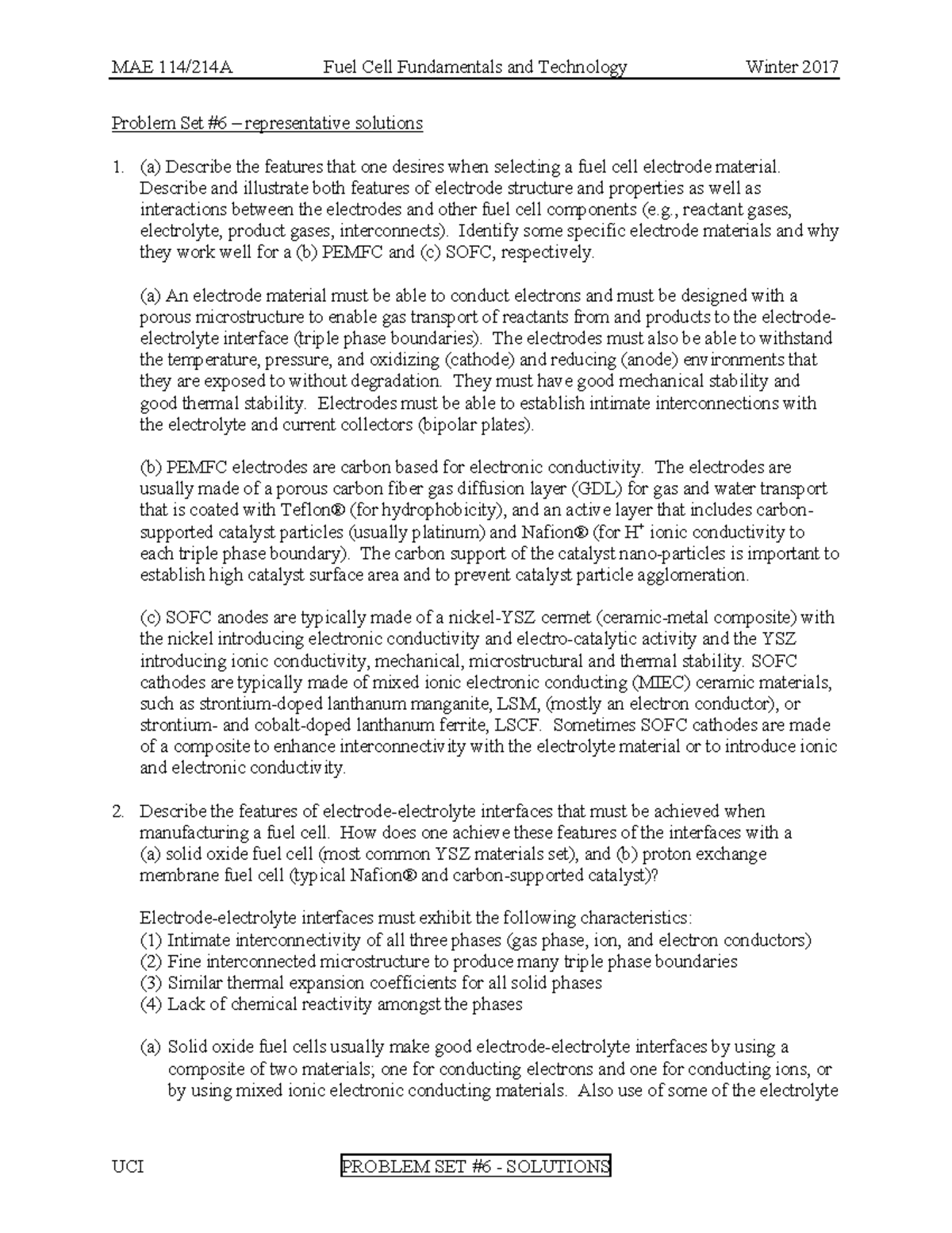 Problem+Set 6 17 Solutions - MAE 114/214A Fuel Cell Fundamentals and ...