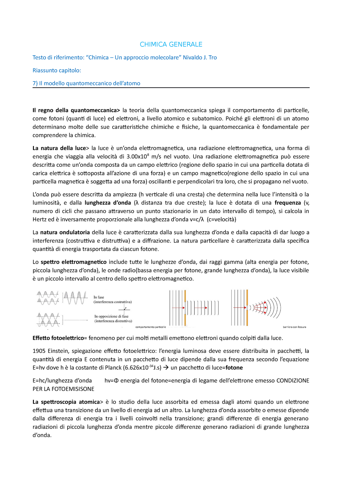 Appunti Chimica Generale da cap 1 a cap 7