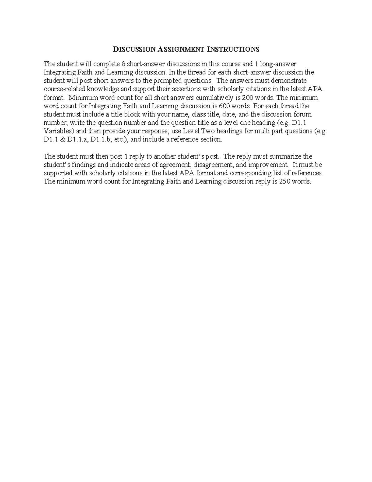 Discussion Assignment Instructions - DISCUSSION ASSIGNMENT INSTRUCTIONS ...