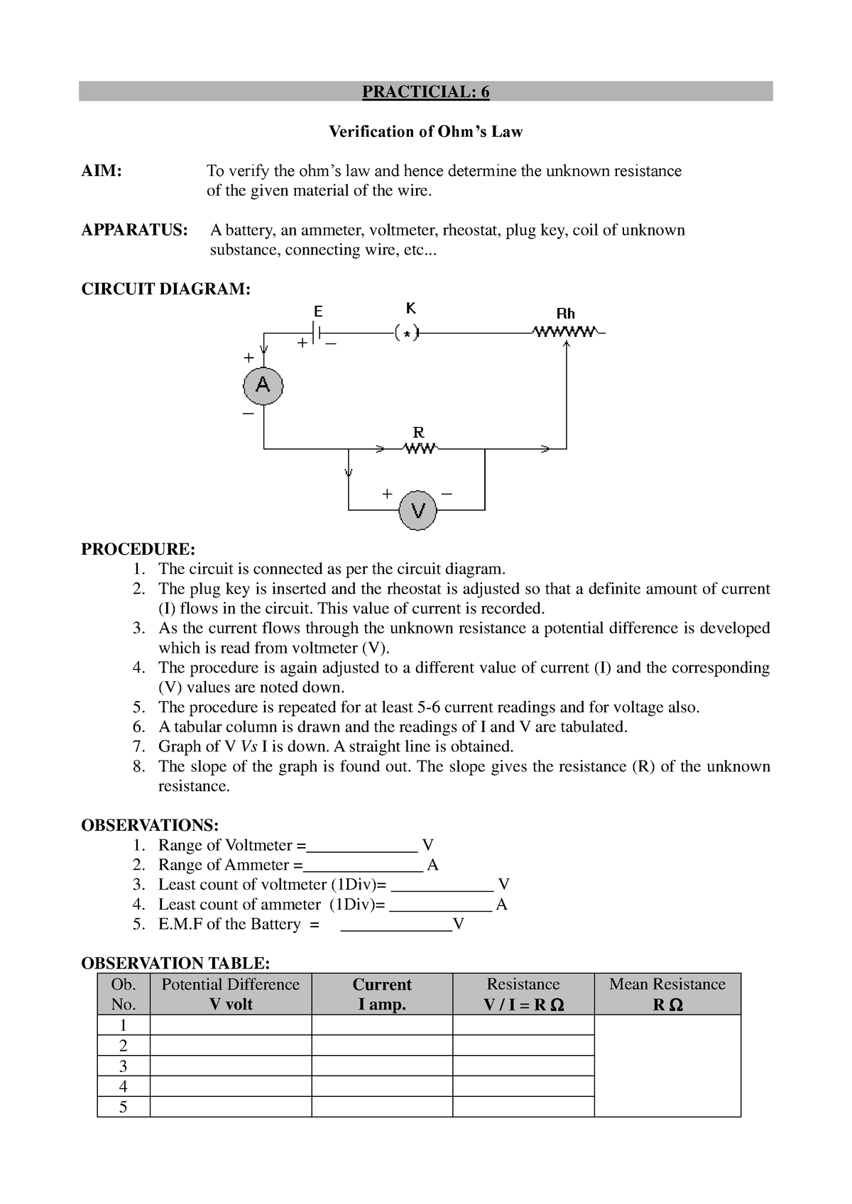 verification of ohm's law experiment pdf