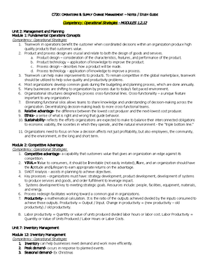 C720 Formula Sheet - Operations And Supply Chain Management C720 ...