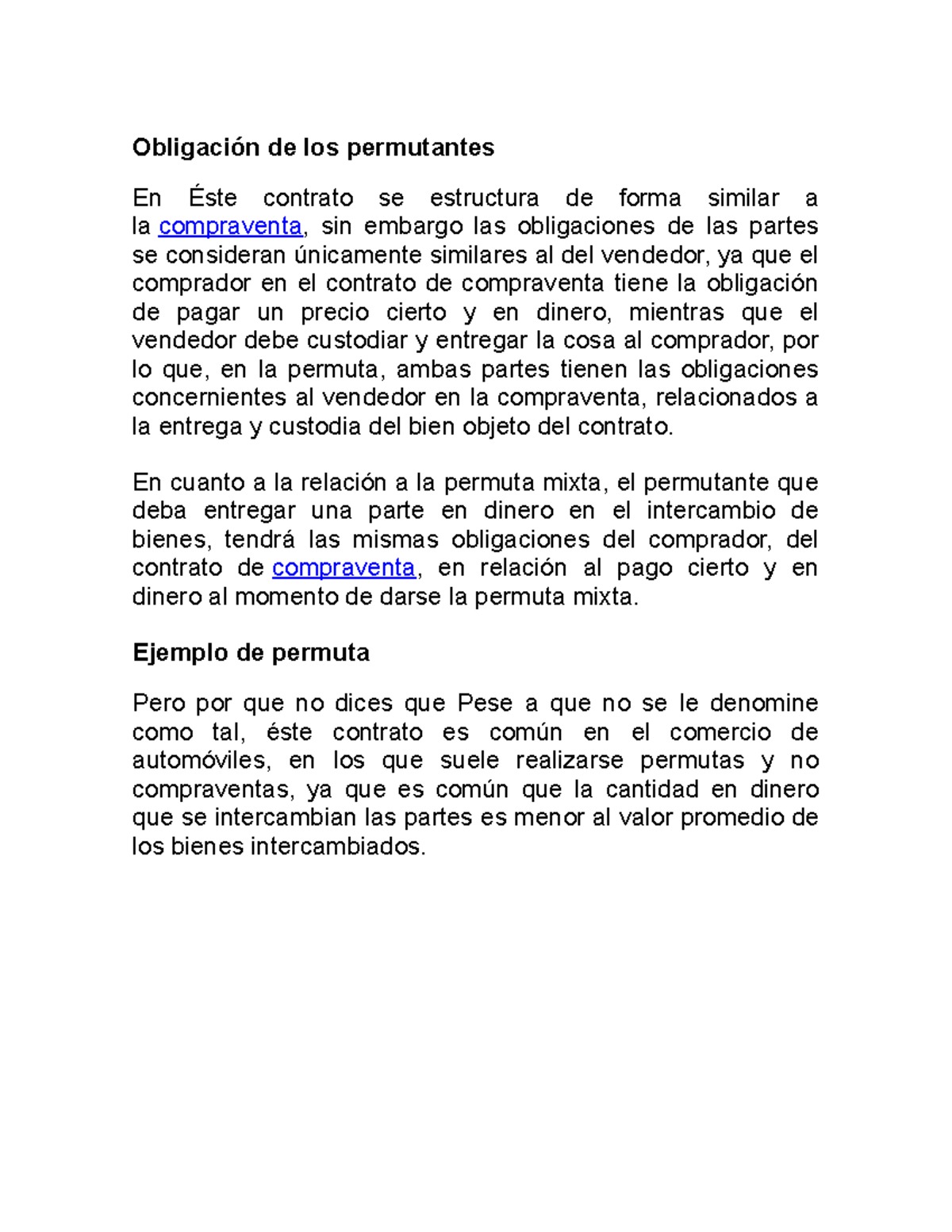 Obligación de los permutantes - Obligación de los permutantes En Éste ...