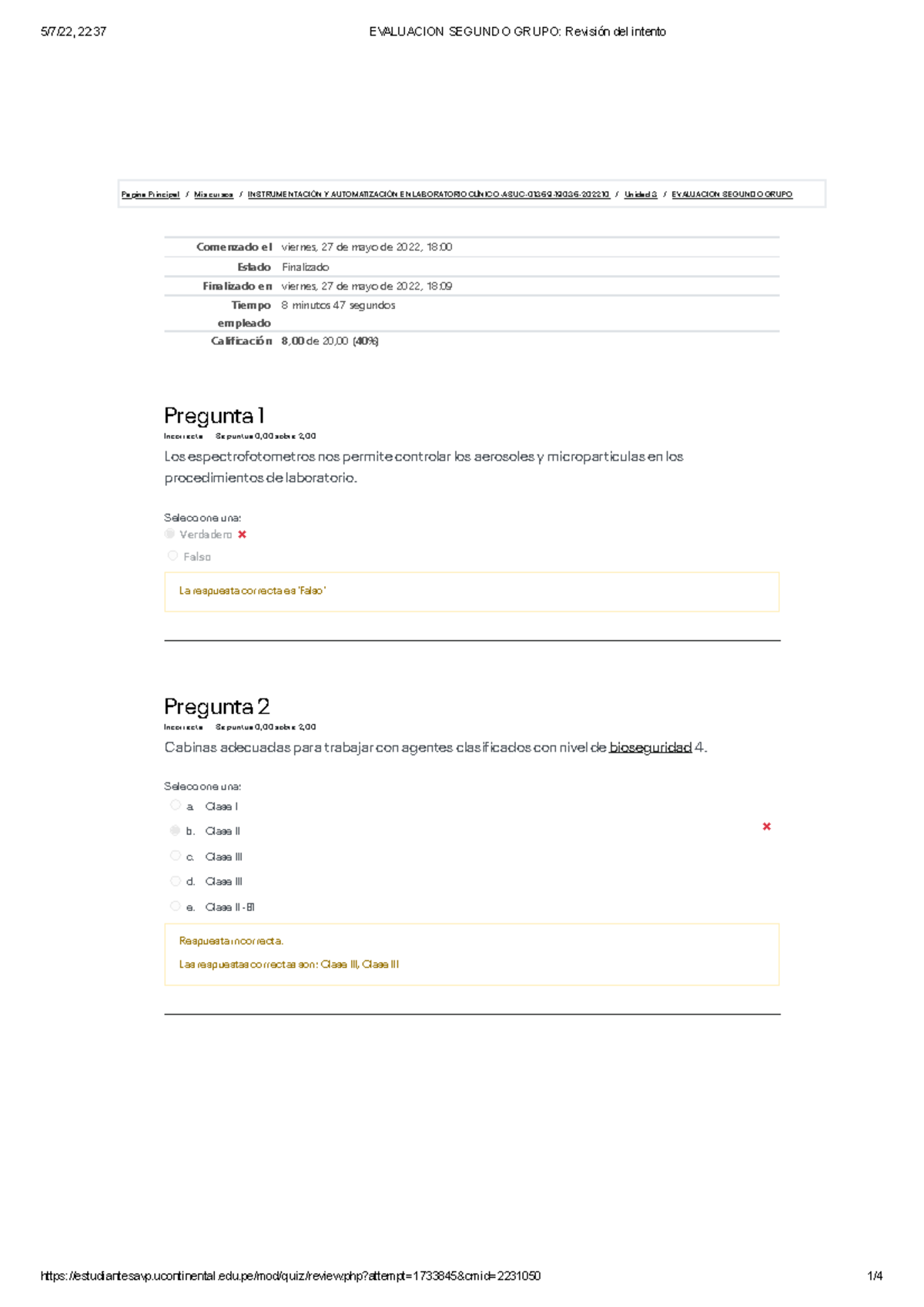 Evaluacion Segundo Grupo Revisión Del Intento - Página Principal / Mis ...