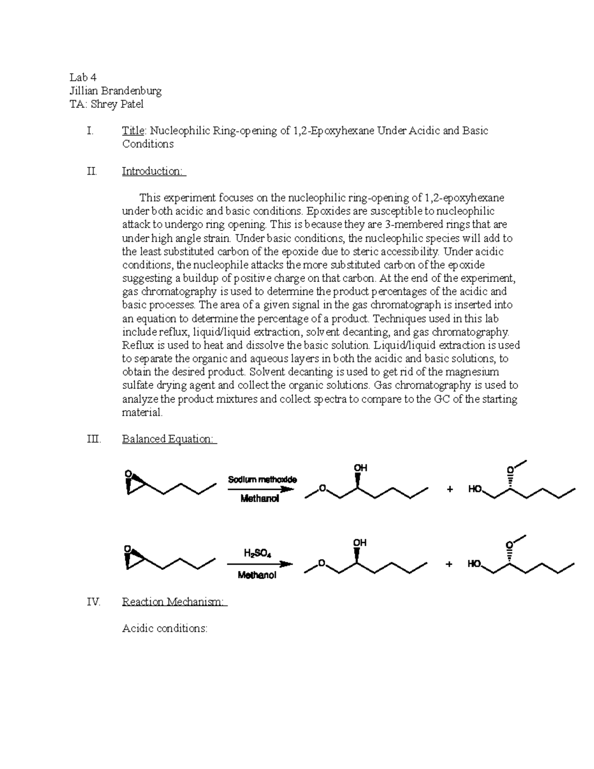 Ochem 2 Lab Report 4 - Pre And Post Lab For Week 4 - Lab 4 Jillian ...