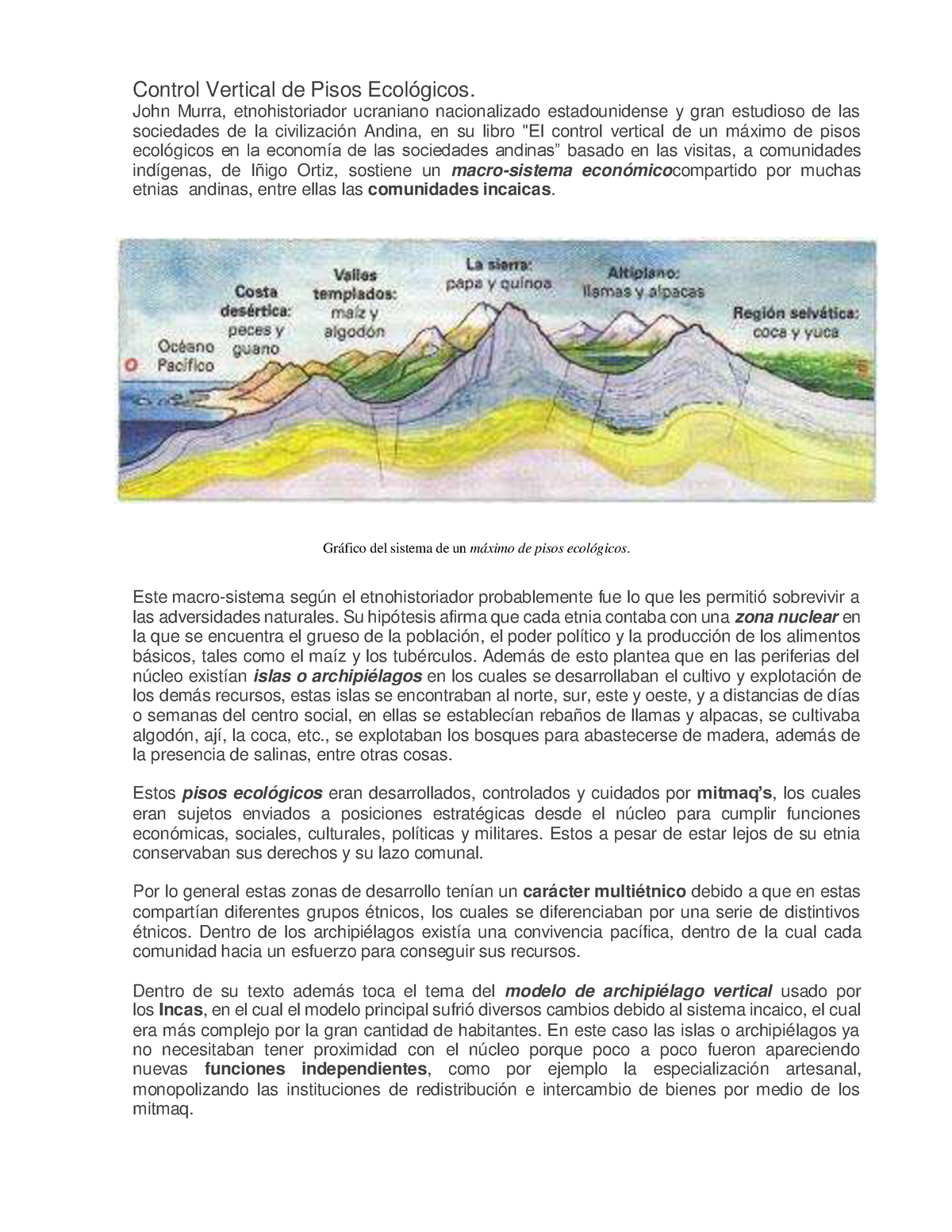 Control Vertical De Pisos Ecologicos - John Murra, Etnohistoriador ...