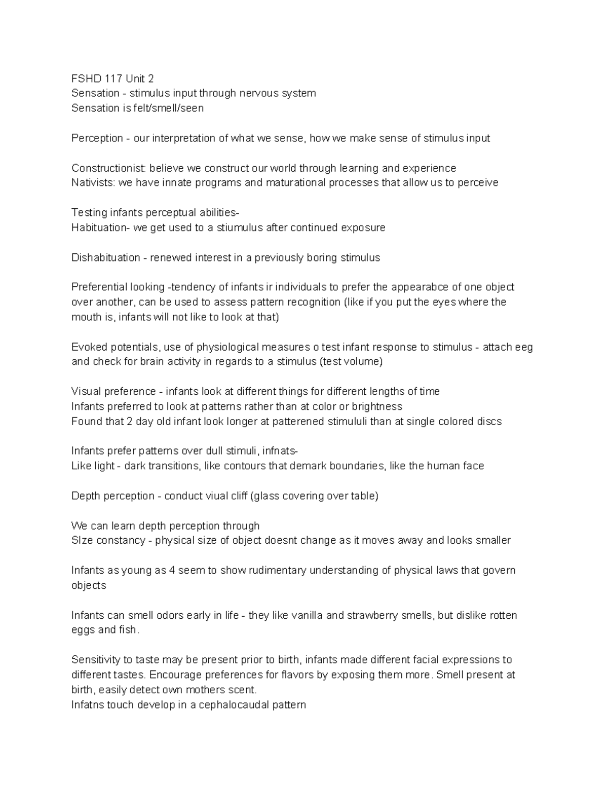 FSHD notes Unit 2 - Summary General Chemistry I - FSHD 117 Unit 2 ...