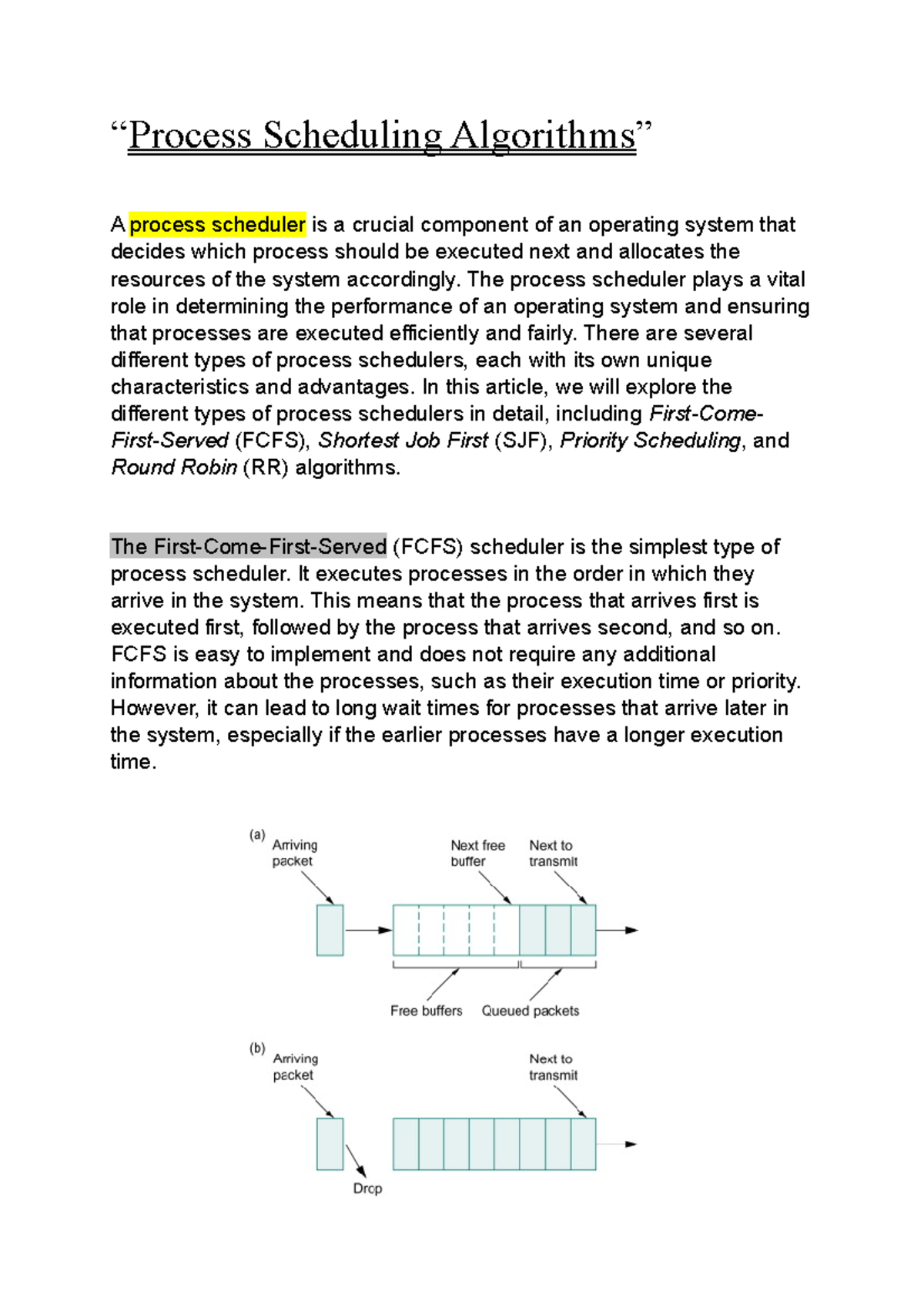 Understanding Process Schedulers - “Process Scheduling Algorithms” A ...