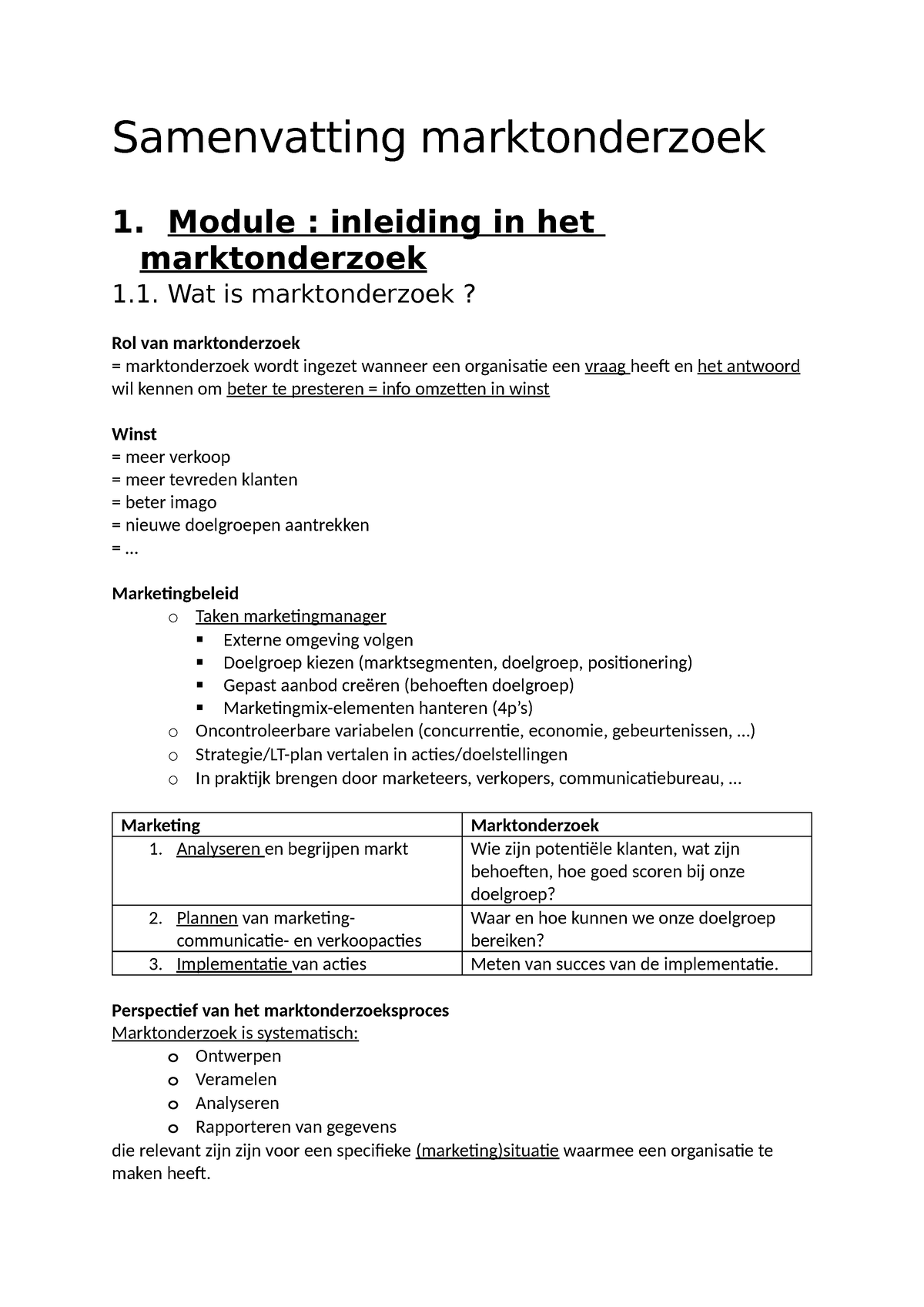 Samenvatting Marktonderzoek - Module : Inleiding In Het Marktonderzoek ...