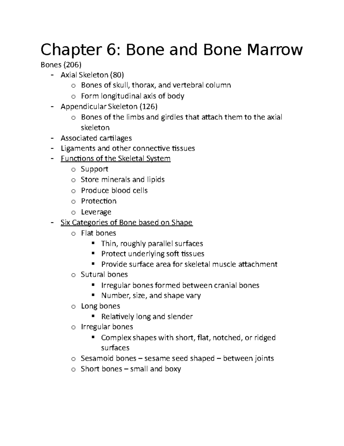 Chapter 6 - Lecture notes 6 - Chapter 6: Bone and Bone Marrow Bones ...