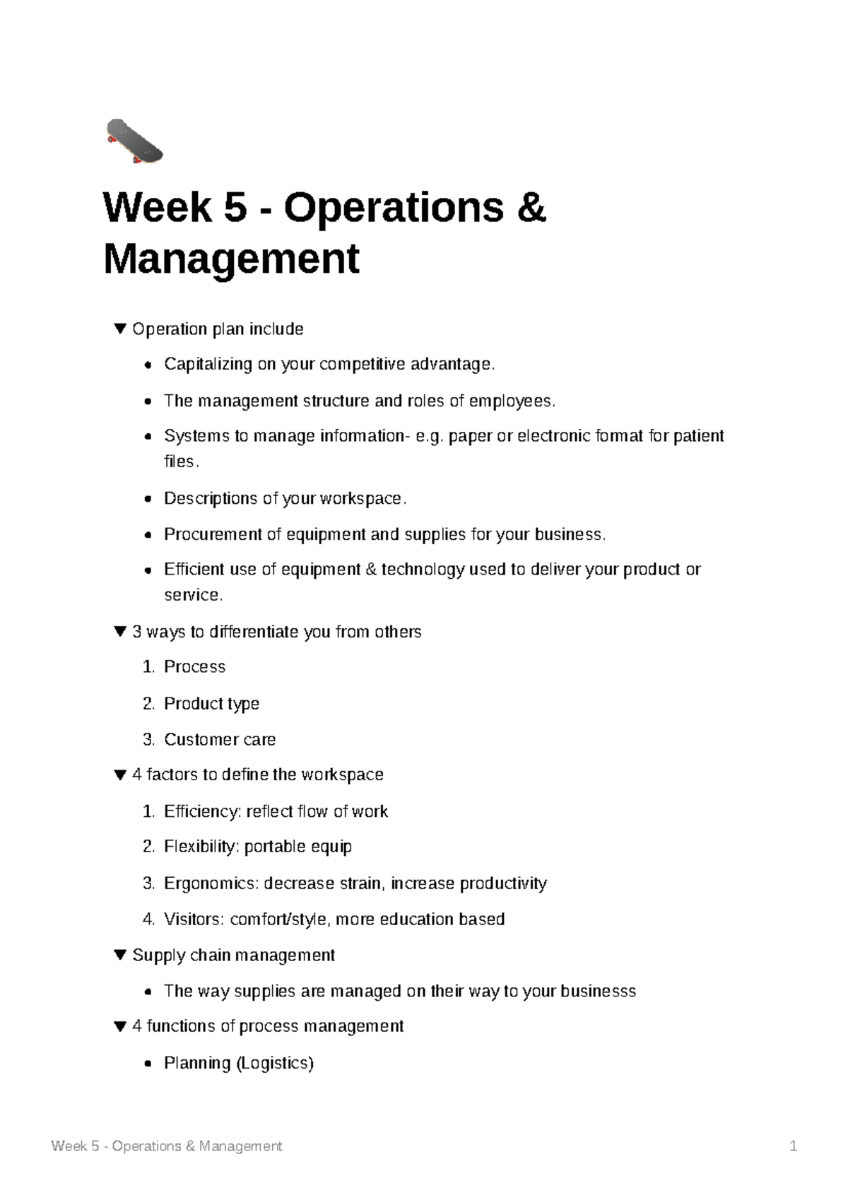 Week 5 - Operations Management - Week 5 - Operations & Management 1 🛹 ...