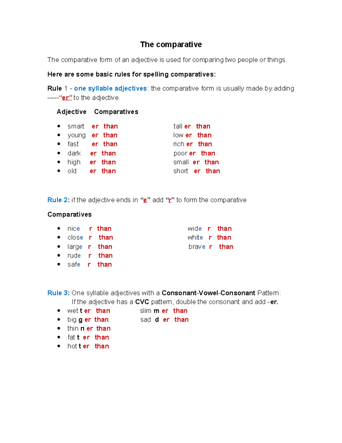 The comparative 1 - ejercicios - The comparative The comparative form ...