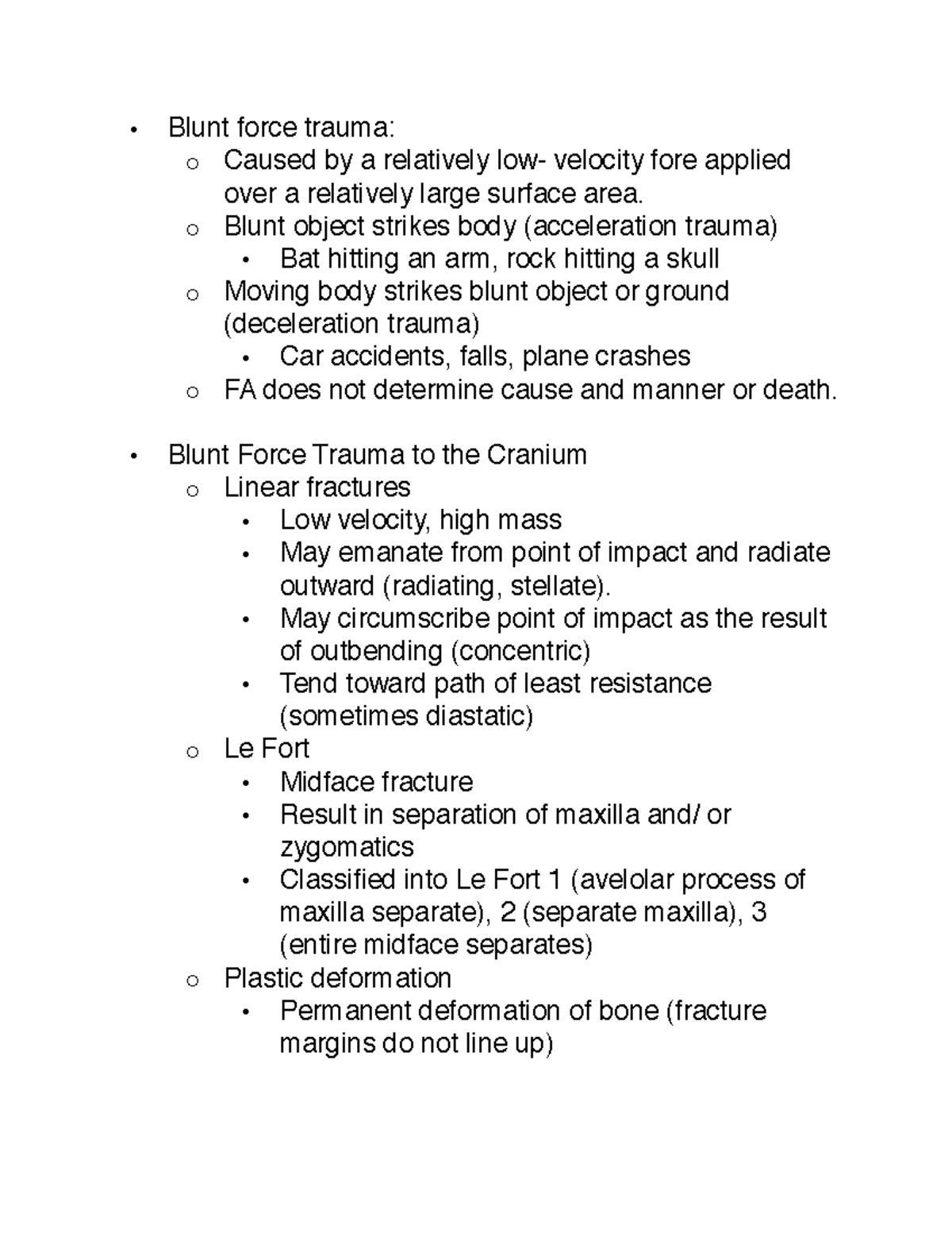 Blunt Force Trauma Lecture notes 20 Blunt force trauma Caused by a