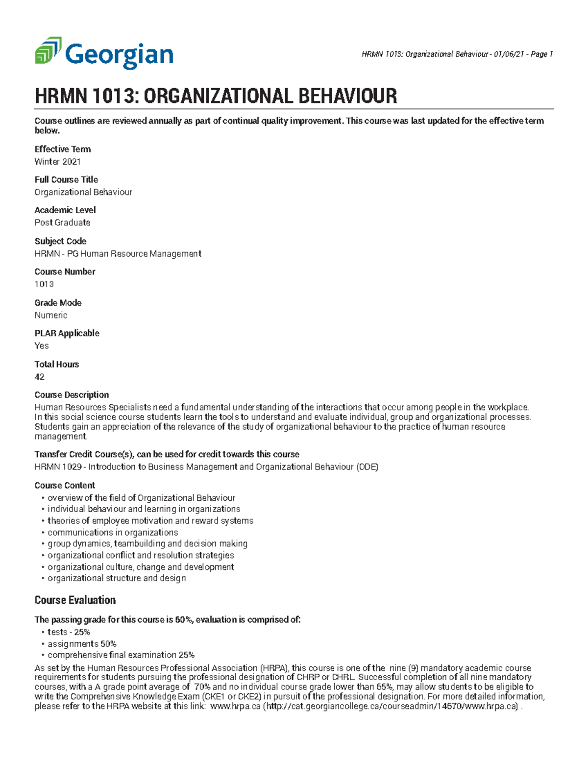 Organizational Behaviour - This course was last updated for the ...