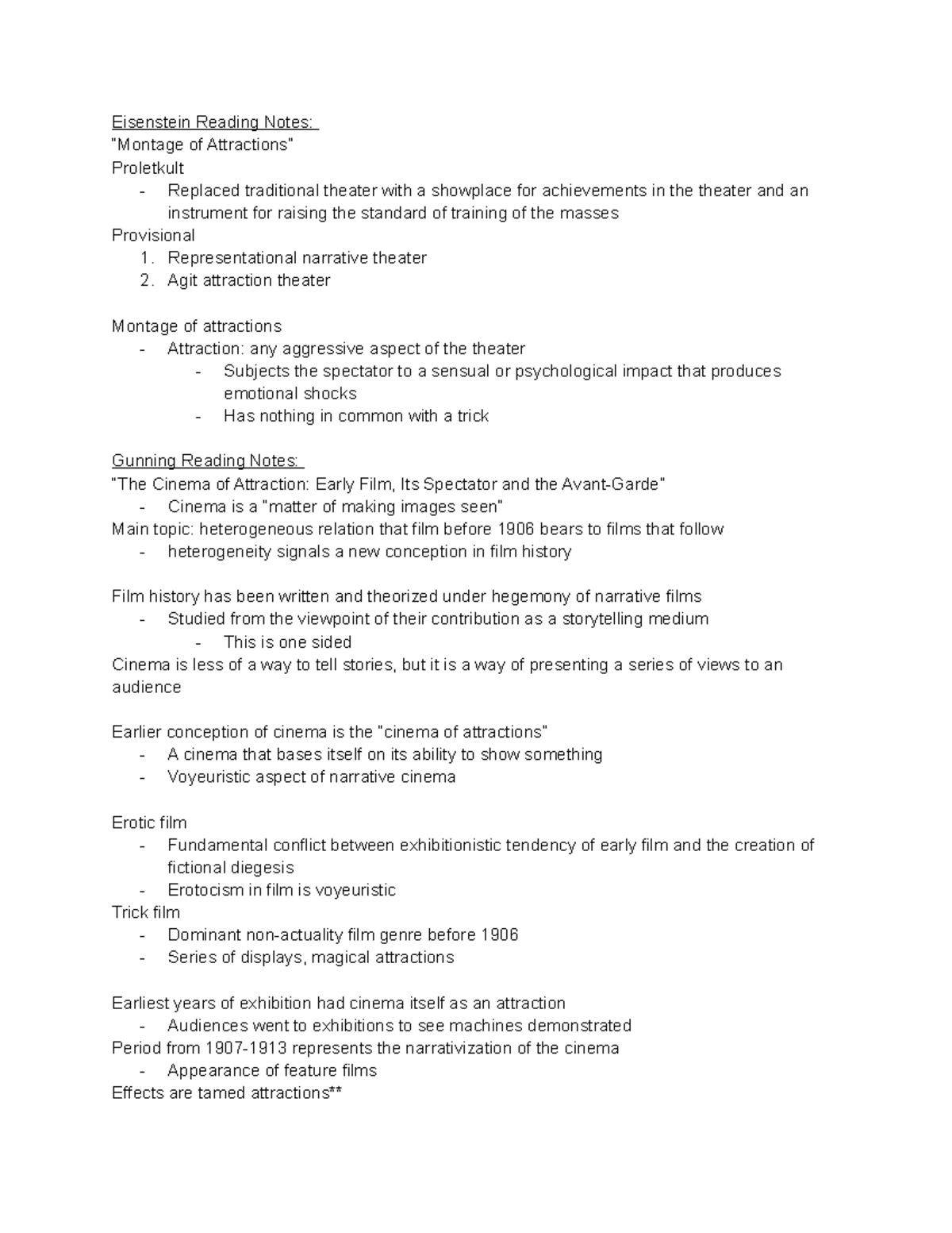 Eisenstein, Gunning Reading Notes - Eisenstein Reading Notes: “Montage ...