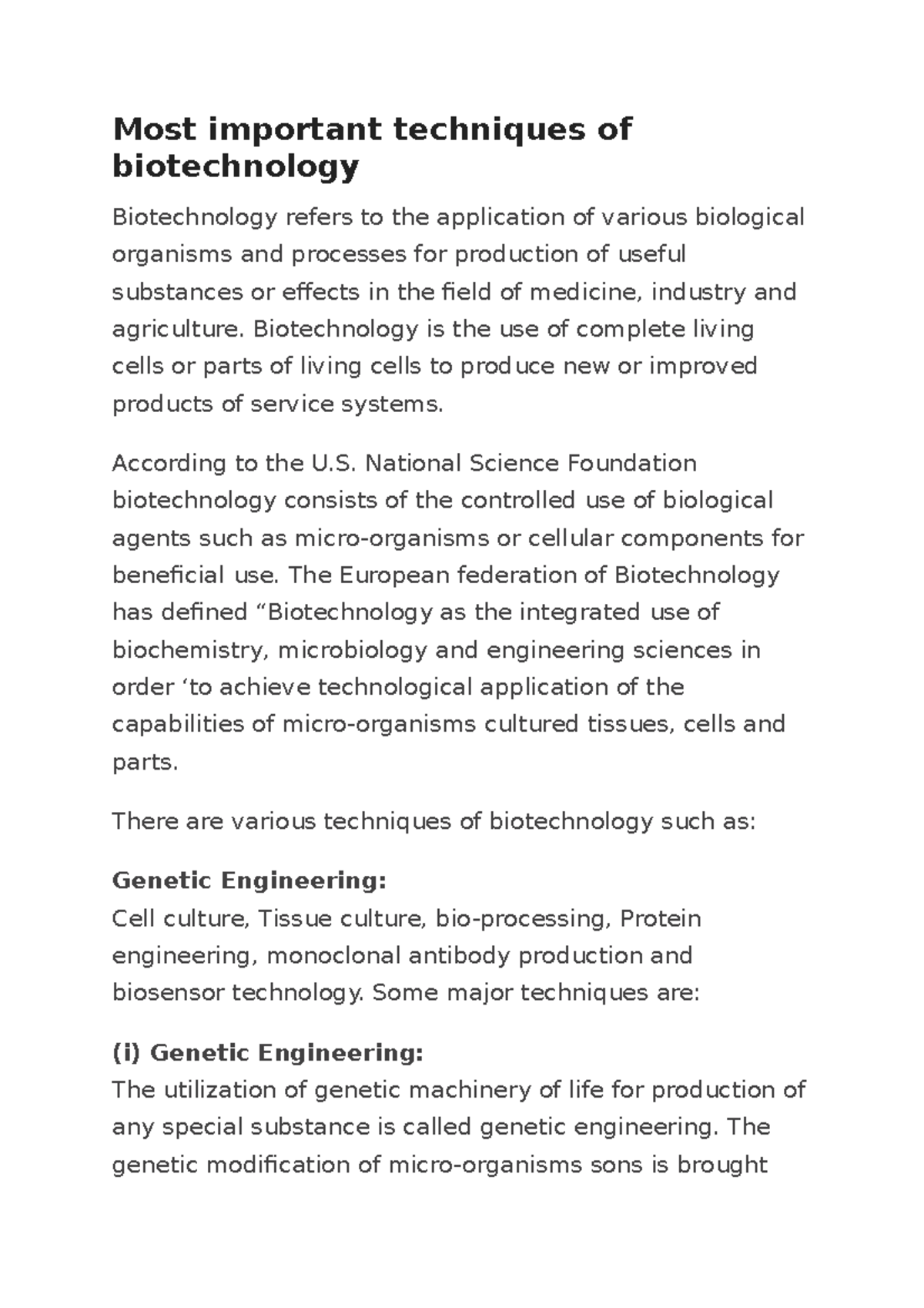 important techniques of biotech - Most important techniques of ...