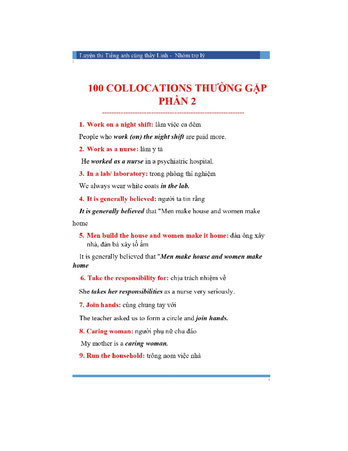 100 Collocation phần 2 - Document for English - Flat App - Studocu