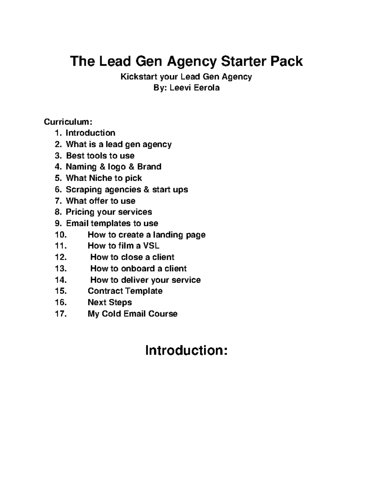 Lead Generation Agency Starter Pack - Leevi Eerola 1 - The Lead Gen ...