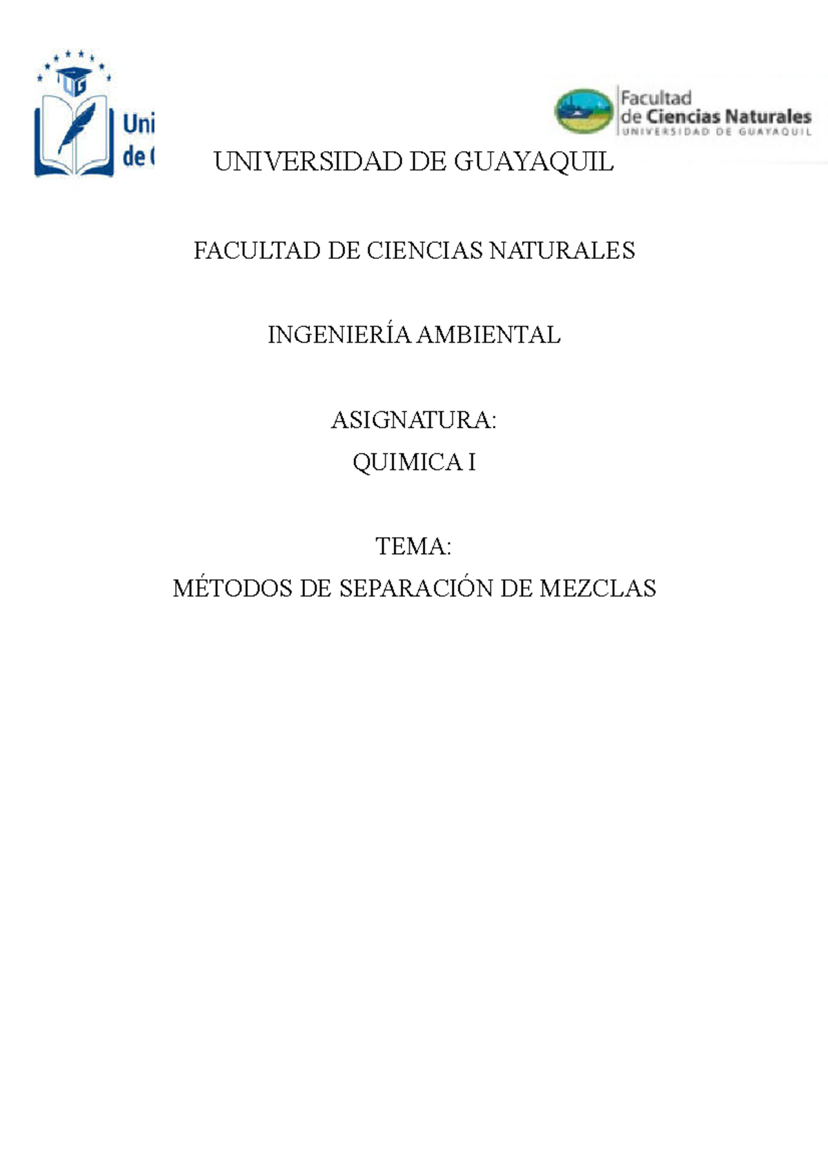 Métodos de separación de mezclas, metodo por decantacion, metodo por imantacion UNIVERSIDAD DE
