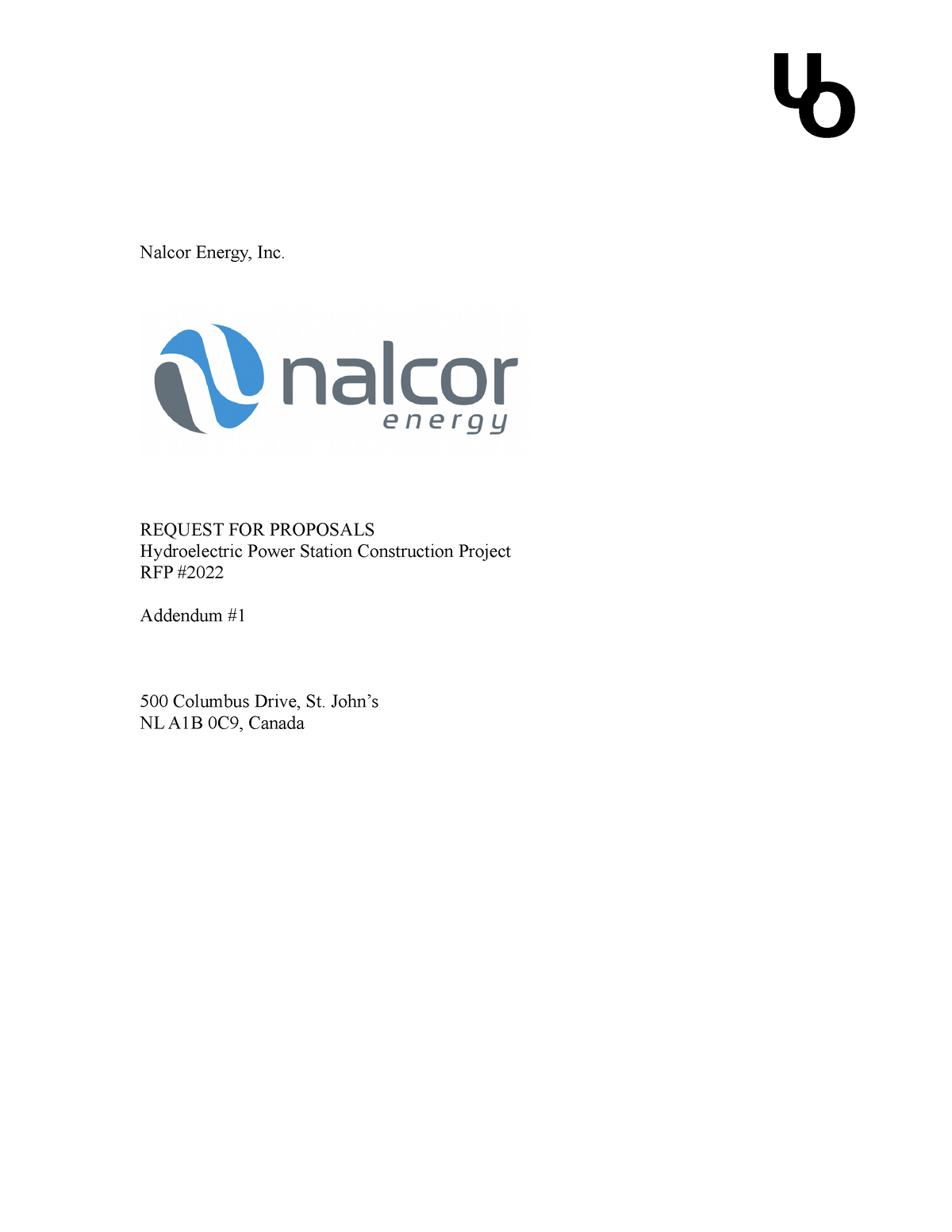 2022PMTerm Project Addendum 1 U O Nalcor Energy, Inc. REQUEST FOR