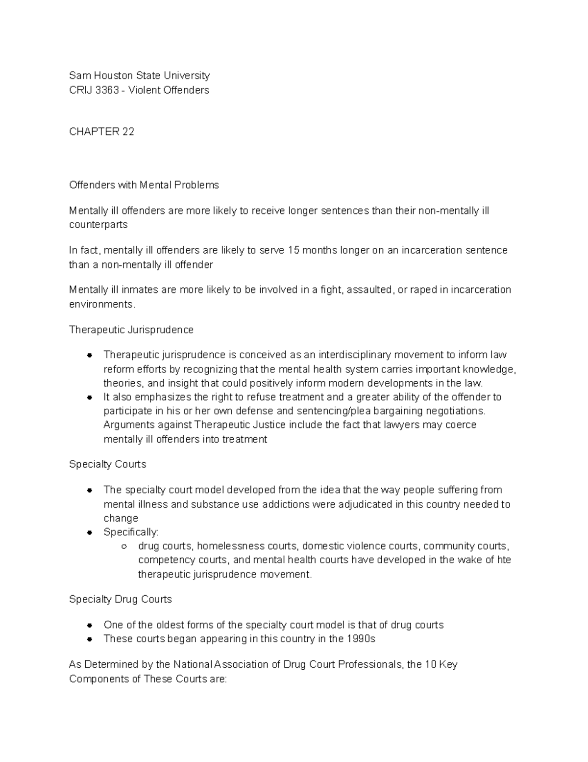 SHSU CRIJ 3363 - Notes Ch. 22, 25-28 - Sam Houston State University ...