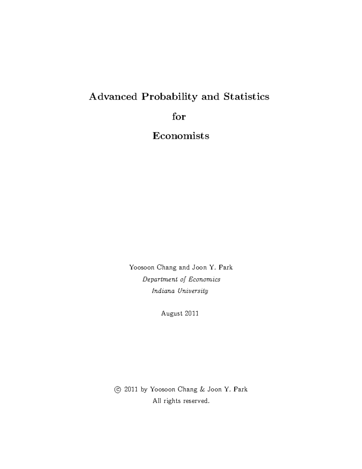 I1-econometrics-probability - Advanced Probability and Statistics for ...